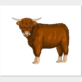 Highland cow cartoon illustration Posters and Art